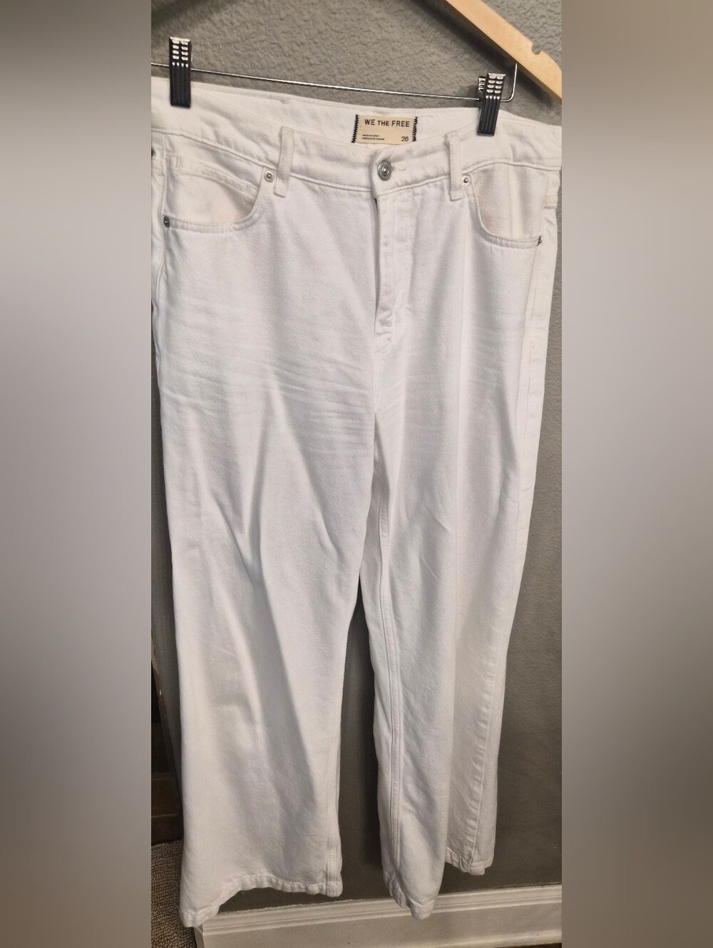 We The Free Free People White Straight Leg Jeans Size 26